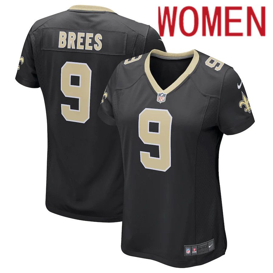 Women New Orleans Saints #9 Drew Brees Nike Black Game Player NFL Jersey